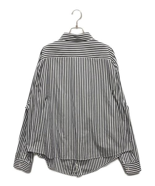BALENCIAGA（バレンシアガ）BALENCIAGA (バレンシアガ) 24SS Swing Striped Cotton Shir ブラック×ホワイト サイズ:36の古着・服飾アイテム