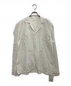 anukeアンヌーク）の古着「Cutwork Opencollar Shirts」｜ホワイト