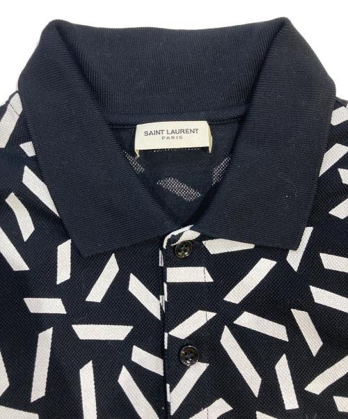 Saint Laurent Paris（サンローランパリ）Saint Laurent Paris (サンローランパリ) ジオメトリック柄ポロシャツ ブラック サイズ:XSの古着・服飾アイテム
