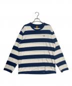 HUMAN MADEヒューマンメイド）の古着「Polar Bear Border Stripe L/S Tee」｜ネイビー×ホワイト