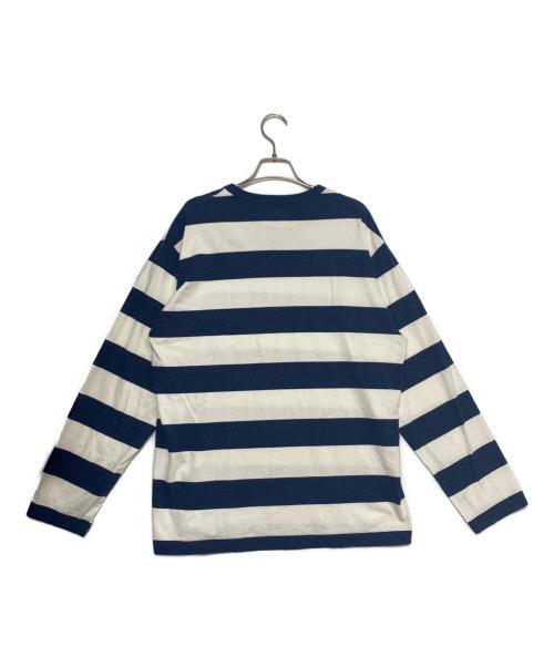 HUMAN MADE（ヒューマンメイド）HUMAN MADE (ヒューマンメイド) Polar Bear Border Stripe L/S Tee ネイビー×ホワイト サイズ:XLの古着・服飾アイテム