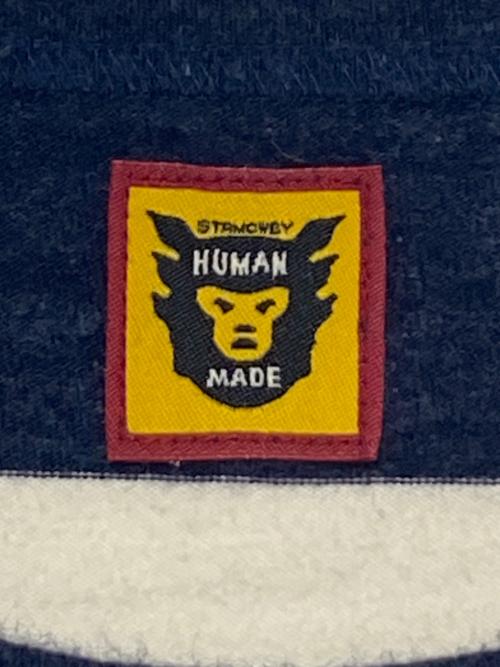 HUMAN MADE（ヒューマンメイド）HUMAN MADE (ヒューマンメイド) Polar Bear Border Stripe L/S Tee ネイビー×ホワイト サイズ:XLの古着・服飾アイテム