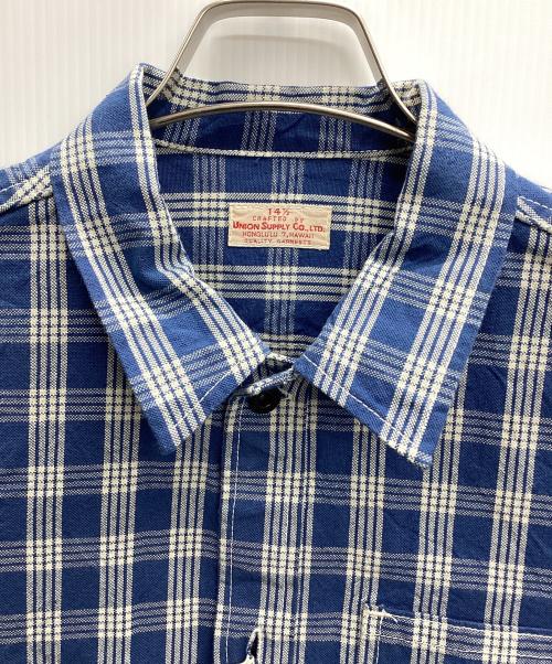 UNION SUPPLY（ユニオンサプライ）UNION SUPPLY (ユニオンサプライ) PALAKA CHECK SHIRT BLOUSE ブルー サイズ:14 未使用品の古着・服飾アイテム