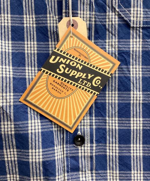 UNION SUPPLY（ユニオンサプライ）UNION SUPPLY (ユニオンサプライ) PALAKA CHECK SHIRT BLOUSE ブルー サイズ:14 未使用品の古着・服飾アイテム