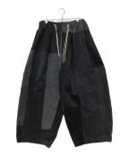 sillageシアージ）の古着「circular pants black denim ten」｜ブラック×グレー