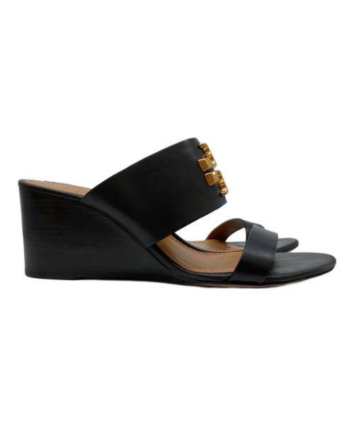 TORY BURCH（トリーバーチ）TORY BURCH (トリーバーチ) ロゴウェッジソールサンダル ブラック サイズ:SIZE 5 1/2Mの古着・服飾アイテム