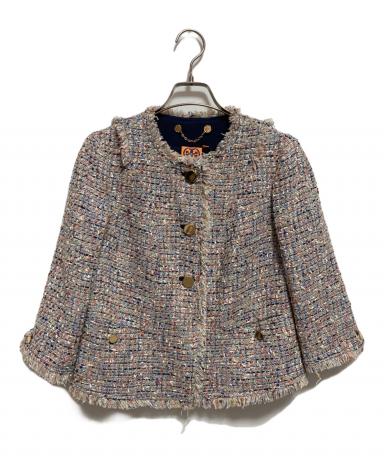 TORY BURCH シルクブレンドノーカラージャケット ツイードジャケット 中古・古着通販】TORY BURCH (トリーバーチ) ノーカラーツイード