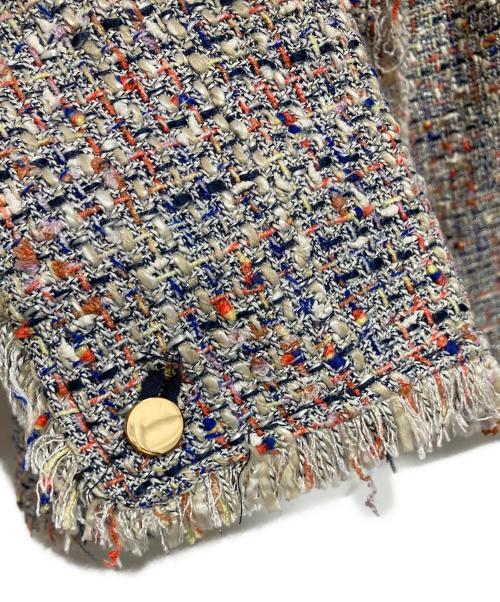 TORY BURCH（トリーバーチ）TORY BURCH (トリーバーチ) ノーカラーツイードジャケット ネイビー サイズ:2の古着・服飾アイテム