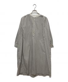 nest Robe（ネストローブ）の古着「コットンストライププルオンワンピース」｜グレー×ブルー