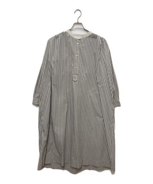 nest Robe（ネストローブ）nest Robe (ネストローブ) コットンストライププルオンワンピース グレー×ブルー サイズ:SIZE Fの古着・服飾アイテム