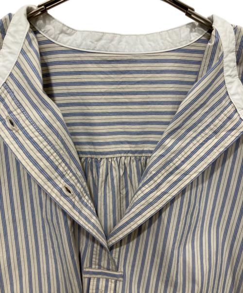 nest Robe（ネストローブ）nest Robe (ネストローブ) コットンストライププルオンワンピース グレー×ブルー サイズ:SIZE Fの古着・服飾アイテム