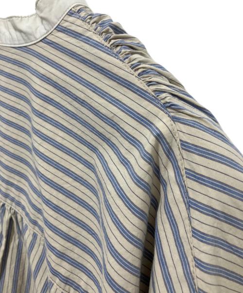 nest Robe（ネストローブ）nest Robe (ネストローブ) コットンストライププルオンワンピース グレー×ブルー サイズ:SIZE Fの古着・服飾アイテム