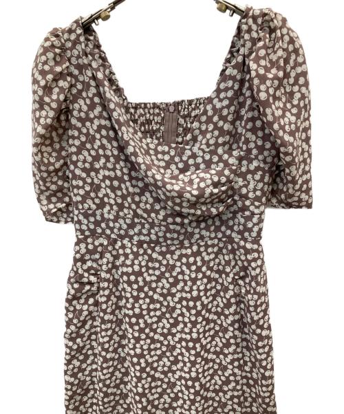 HER LIP TO（ハーリップトゥ）HER LIP TO (ハーリップトゥ) Cherry Pattern Cache-Coeur One-Piece ブラウン サイズ:Sの古着・服飾アイテム