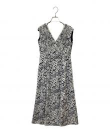 HER LIP TO（ハーリップトゥ）の古着「Lace Trimmed Floral Dress」｜ネイビー