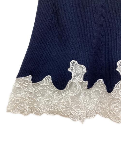 JUSGLITTY（ジャスグリッティー）JUSGLITTY (ジャスグリッティー) レースヘムニットワンピース ネイビー サイズ:SIZE 2の古着・服飾アイテム