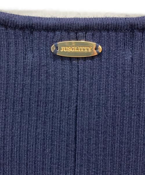 JUSGLITTY（ジャスグリッティー）JUSGLITTY (ジャスグリッティー) レースヘムニットワンピース ネイビー サイズ:SIZE 2の古着・服飾アイテム