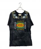 GUCCIグッチ）の古着「17AW Floral Embroidery Tee」｜ブラック