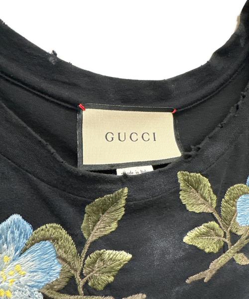 GUCCI（グッチ）GUCCI (グッチ) 17AW Floral Embroidery Tee ブラック サイズ:Lの古着・服飾アイテム