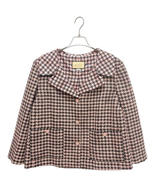 GUCCI（グッチ）GUCCI (グッチ) ハンドトゥースジャケット/674323 ZAHXM ピンク サイズ:42の古着・服飾アイテム
