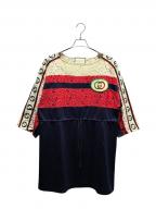 GUCCIグッチ）の古着「GGワッペンストライプワンピース/573974 XJBK7」｜ネイビー×レッド