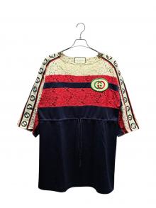 GUCCI（グッチ）の古着「GGワッペンストライプワンピース/573974 XJBK7」｜ネイビー×レッド