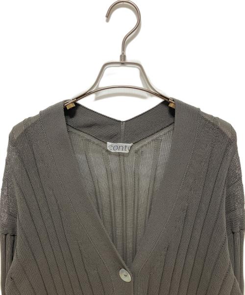 Conte（コンテ）Conte (コンテ) ワイドリブ Vネックカーディガン グレー サイズ:Freeの古着・服飾アイテム