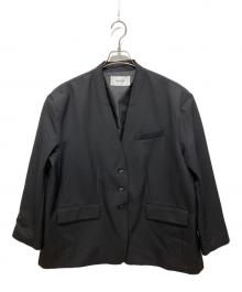 machatt（マチャット）の古着「サージノーカラーオーバージャケット」｜ブラック