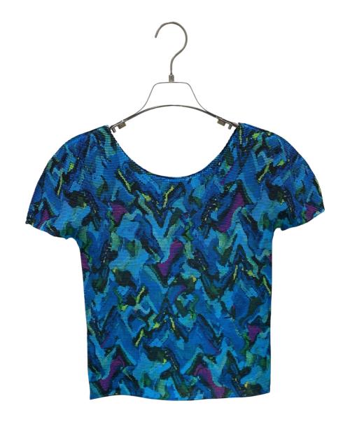 me ISSEY MIYAKE（ミーイッセイ ミヤケ）me ISSEY MIYAKE (ミーイッセイ ミヤケ) ワッフルプリーツブラウス ブルー サイズ:Freeの古着・服飾アイテム