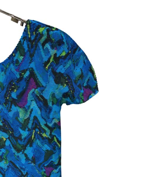me ISSEY MIYAKE（ミーイッセイ ミヤケ）me ISSEY MIYAKE (ミーイッセイ ミヤケ) ワッフルプリーツブラウス ブルー サイズ:Freeの古着・服飾アイテム