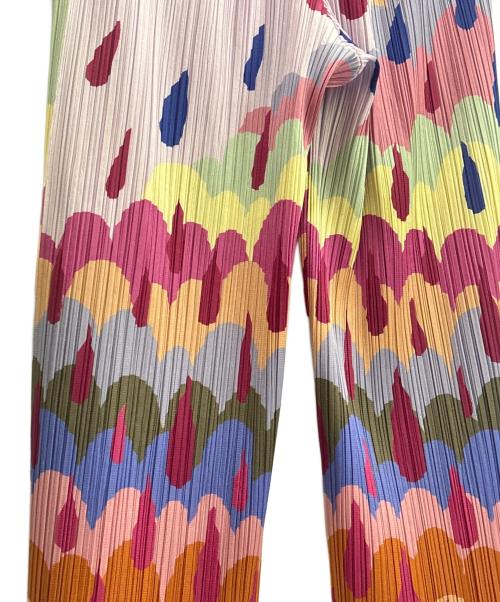 PLEATS PLEASE（プリーツプリーズ）PLEATS PLEASE (プリーツプリーズ) レインドロップ柄 プリーツ ワイドパンツ ラベンダー サイズ:1の古着・服飾アイテム