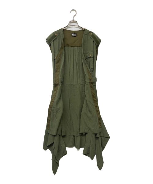DIESEL（ディーゼル）DIESEL (ディーゼル) ノースリーブカットオフワンピース カーキ サイズ:Ｓの古着・服飾アイテム