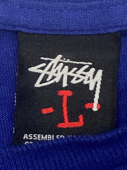 stussy（ステューシー）stussy (ステューシー) STATIC DON'T START NONE プリントTシャツ ブルー サイズ:Lの古着・服飾アイテム
