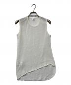 Y'sワイズ）の古着「COTTON FAUX LINEN KNIT ASYMME TANK TOP」｜ホワイト