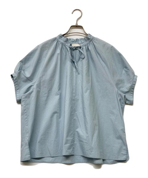BALLSEY（ボールジィ）BALLSEY (ボールジィ) プロセスドコットン ネックフリルブラウス ブルー サイズ:sizeSの古着・服飾アイテム