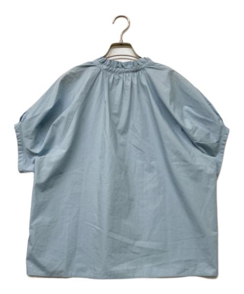 BALLSEY（ボールジィ）BALLSEY (ボールジィ) プロセスドコットン ネックフリルブラウス ブルー サイズ:sizeSの古着・服飾アイテム