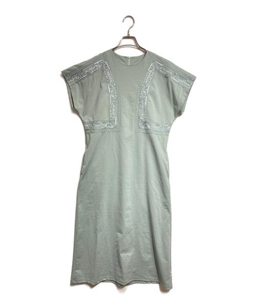 MURRAL（ミューラル）MURRAL (ミューラル) Framed embroidered jersey dress/フレームエンブロイダードジャージードレス グリーン サイズ:2の古着・服飾アイテム