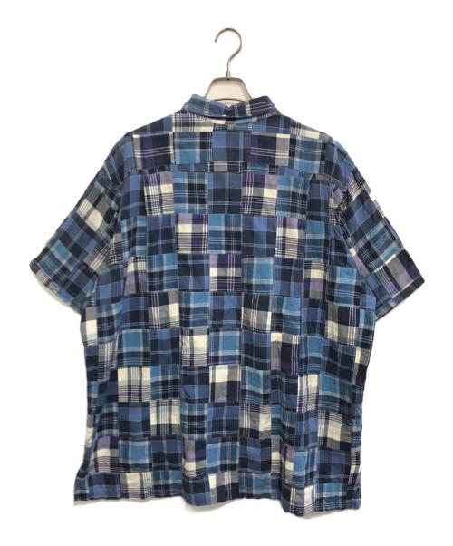 POLO RALPH LAUREN（ポロ・ラルフローレン）POLO RALPH LAUREN (ポロ・ラルフローレン) 半袖パッチワークシャツ ブルー サイズ:XLの古着・服飾アイテム