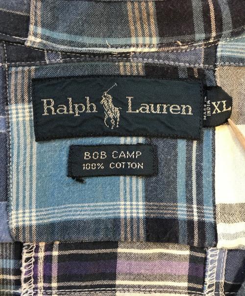 POLO RALPH LAUREN（ポロ・ラルフローレン）POLO RALPH LAUREN (ポロ・ラルフローレン) 半袖パッチワークシャツ ブルー サイズ:XLの古着・服飾アイテム