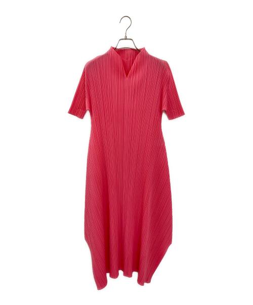 PLEATS PLEASE（プリーツプリーズ）PLEATS PLEASE (プリーツプリーズ) スリットプリーツワンピース ピンク サイズ:3の古着・服飾アイテム