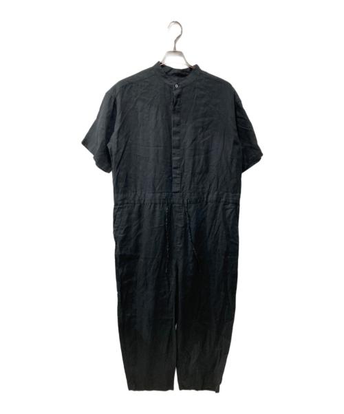 KAGURE（カグレ）KAGURE (カグレ) リネンハーフスリーブオールインワン ブラック サイズ:Freeの古着・服飾アイテム