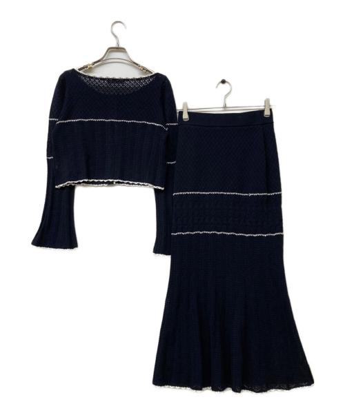 Snidel（スナイデル）Snidel (スナイデル) クロシェニットセットアップ ネイビー サイズ:Freeの古着・服飾アイテム