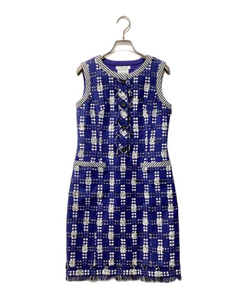Rene（ルネ）Rene (ルネ) ツイードノースリーブワンピース ブルー サイズ:34の古着・服飾アイテム