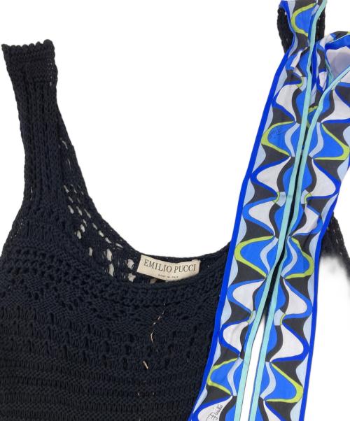Emilio Pucci（エミリオ プッチ）Emilio Pucci (エミリオ プッチ) クロシェニットワンピース ブラック サイズ:Mの古着・服飾アイテム