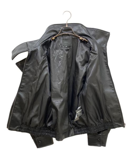 ZARA（ザラ）ZARA (ザラ) フェイクレザージャケット ブラック サイズ:Sの古着・服飾アイテム