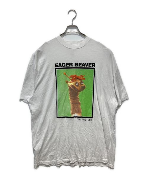 MARTINE ROSE（マーティン・ローズ）MARTINE ROSE (マーティン・ローズ) EAGER BEAVER Tee ホワイト×グリーン サイズ:Mの古着・服飾アイテム
