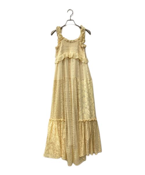 Lily Brown（リリーブラウン）Lily Brown (リリーブラウン) パッチワークレースぺプラムワンピース イエロー サイズ:1の古着・服飾アイテム