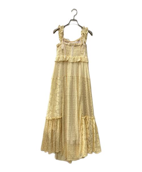 Lily Brown（リリーブラウン）Lily Brown (リリーブラウン) パッチワークレースぺプラムワンピース イエロー サイズ:1の古着・服飾アイテム