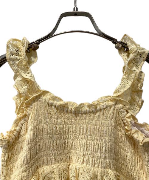 Lily Brown（リリーブラウン）Lily Brown (リリーブラウン) パッチワークレースぺプラムワンピース イエロー サイズ:1の古着・服飾アイテム