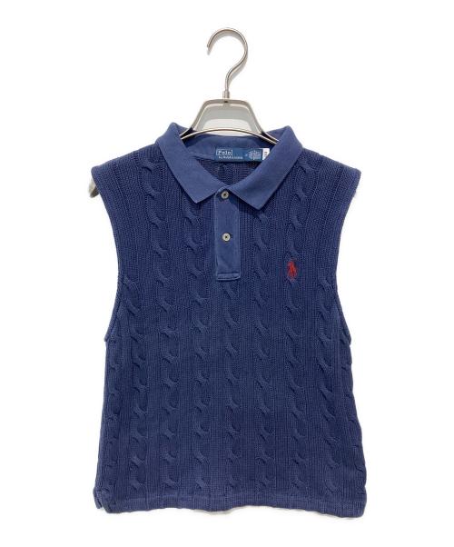 POLO RALPH LAUREN（ポロ・ラルフローレン）POLO RALPH LAUREN (ポロ・ラルフローレン) ノースリーブ ケーブルポロニット ネイビー サイズ:Mの古着・服飾アイテム