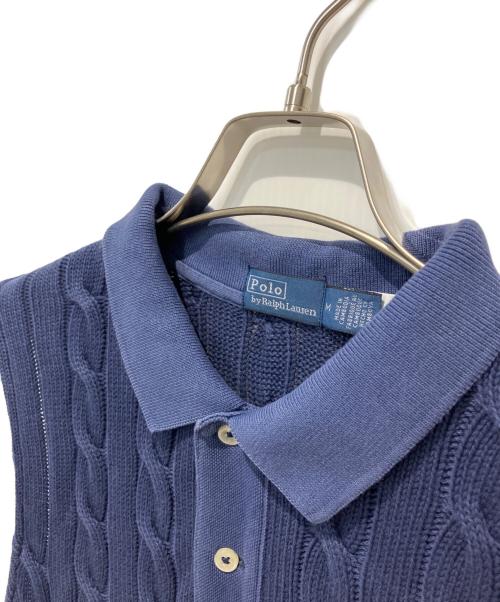 POLO RALPH LAUREN（ポロ・ラルフローレン）POLO RALPH LAUREN (ポロ・ラルフローレン) ノースリーブ ケーブルポロニット ネイビー サイズ:Mの古着・服飾アイテム